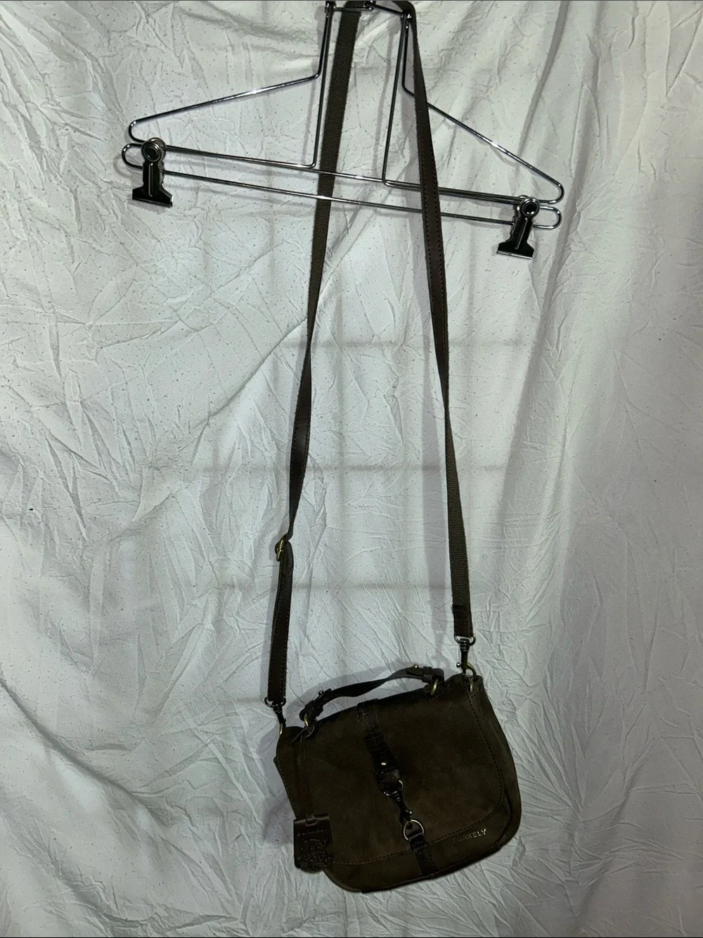 Burkely   “ Soul Sam “ Citybag Suede Crossbody Bag with Brass Accents